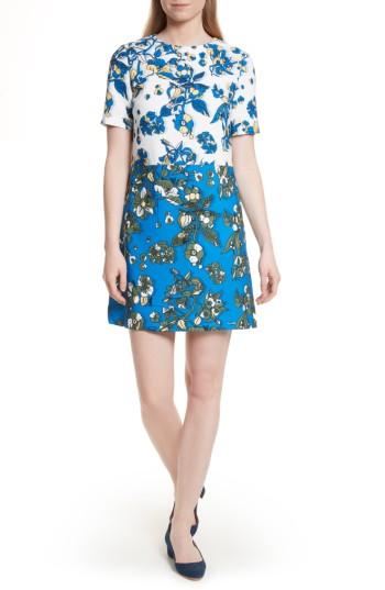 Women's Ted Baker London Colorblock Floral Shift Dress - Blue