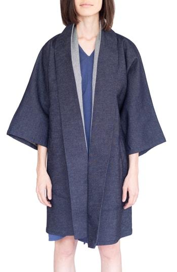 Women's Simple By Trista Oversized Denim Kimono Coat