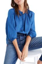 Women's Madewell Indigo Gauze Shirt, Size - Blue