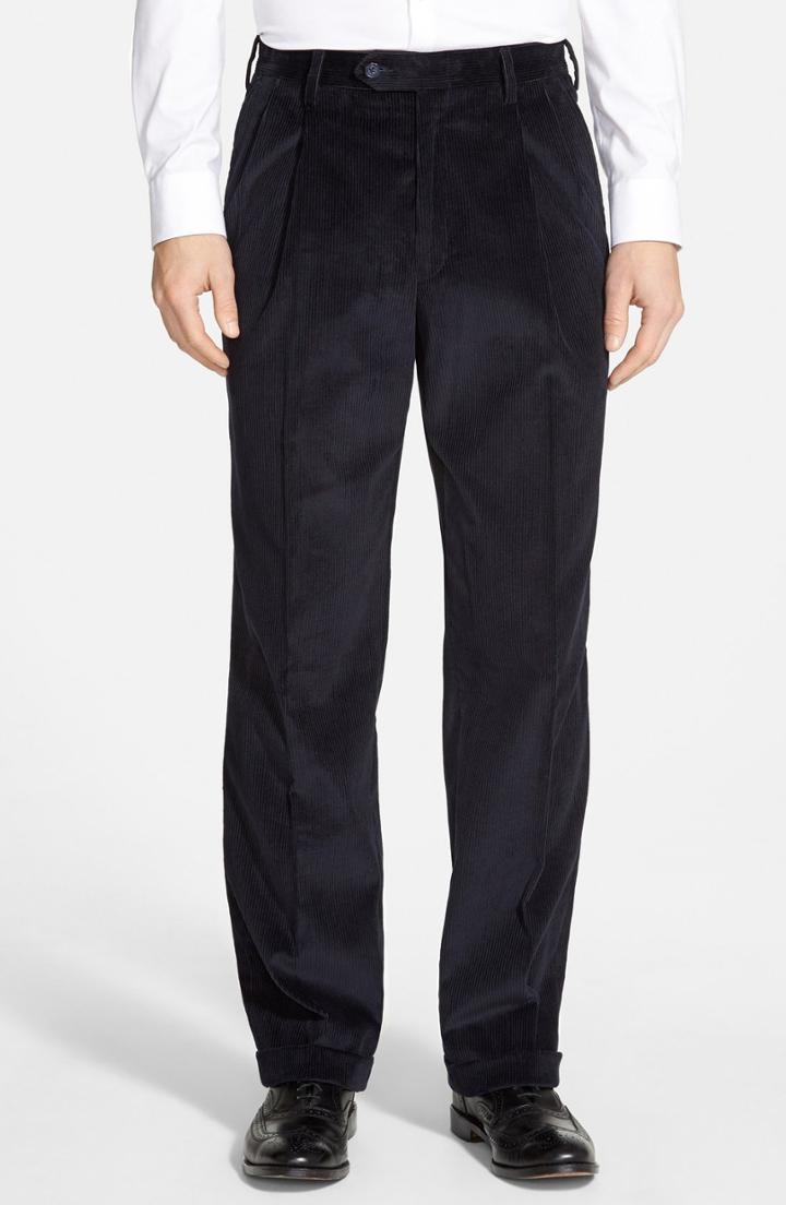 Men's Berle Pleated Corduroy Trousers X 32 - Blue