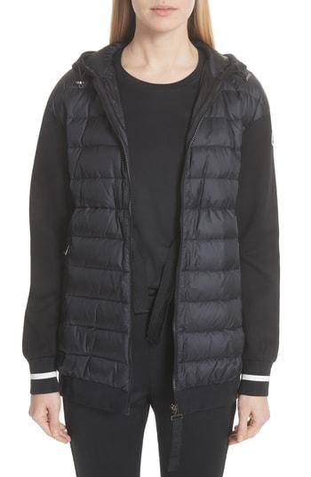 Women's Moncler Maglia Quilted Front Sweatshirt - Black