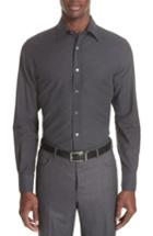 Men's Canali Classic Fit Herringbone Dress Shirt - Grey