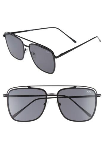 Men's Quay Australia Mr. Black 58mm Navigator Sunglasses - Black/ Smoke
