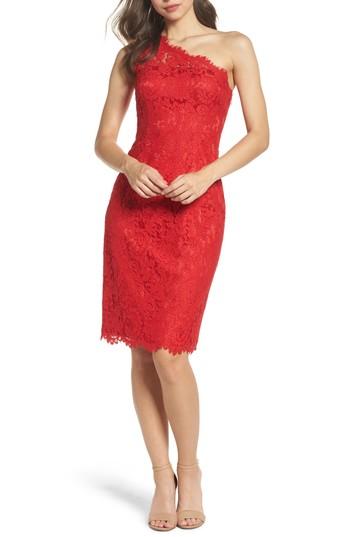 Women's Eliza J One-shoulder Lace Dress - Red