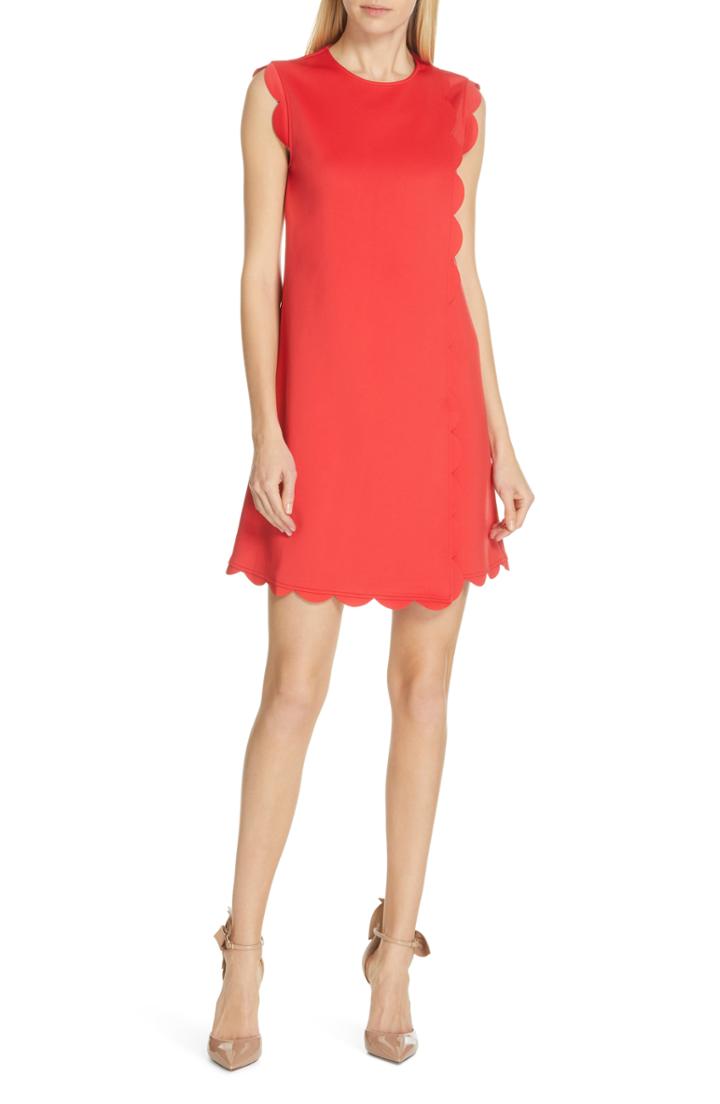 Women's Ted Baker London Jasmint Scallop Overlay Dress - Red