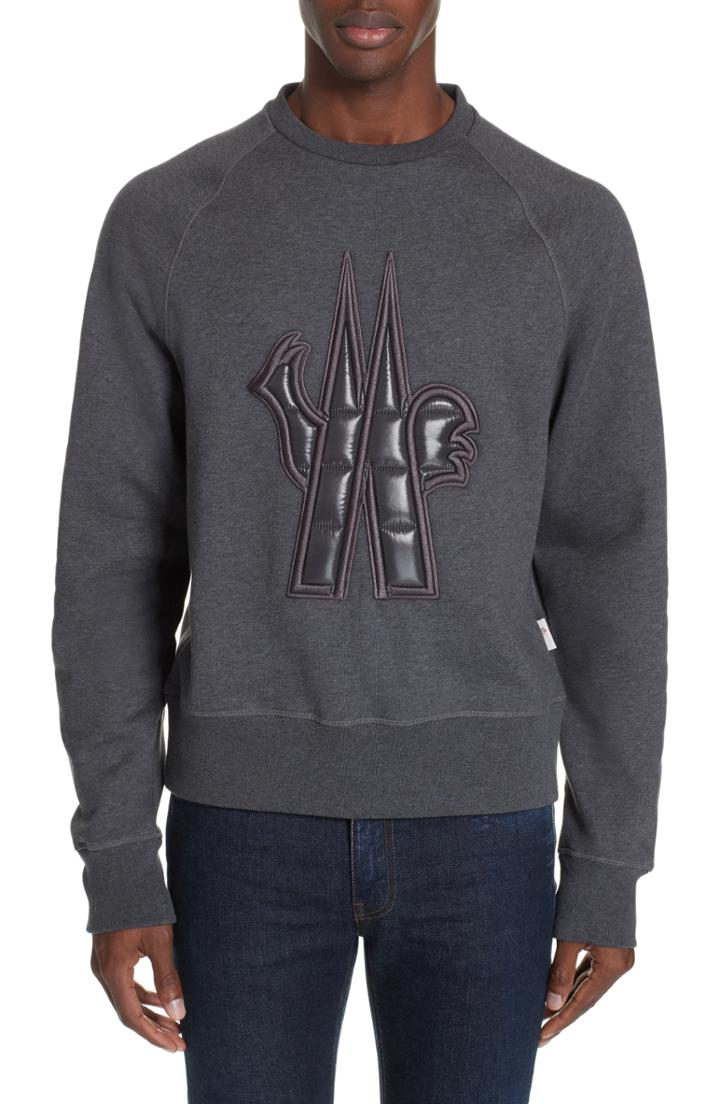 Men's Moncler Logo Sweatshirt, Size - Grey