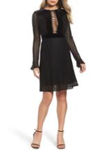 Women's Foxiedox Pearl Lace & Velvet Fit & Flare Dress - Black