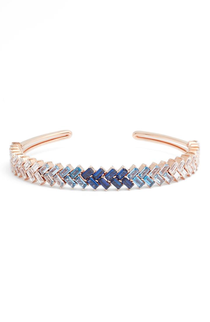 Women's Nadri Spree Blue Baguette Cuff Bracelet