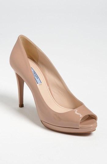 Prada Peep Toe Platform Pump Nude