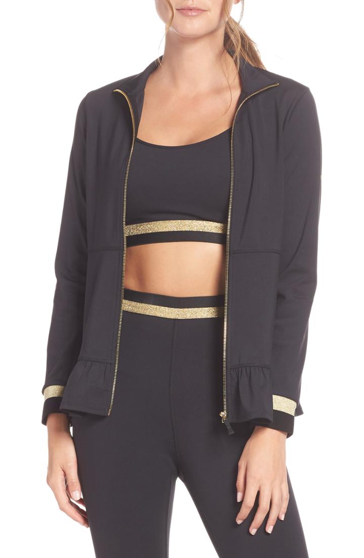 Women's Kate Spade New York Ruffle Hem Jacket, Size - Black