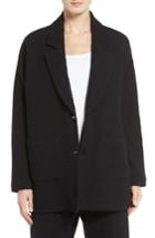 Women's Eileen Fisher Lattice Texture Notch Collar Jacket, Size - Black