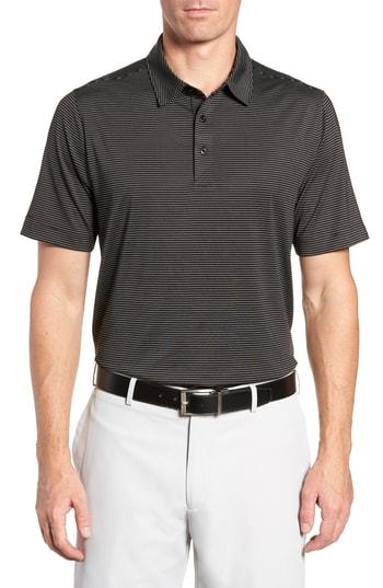 Men's Cutter & Buck Prevail Fit Stripe Polo, Size Small - Black