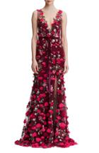 Women's Marchesa Notte Floral Embroidered Trumpet Gown