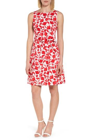 Women's Anne Klein Floral Fit & Flare Dress - Red