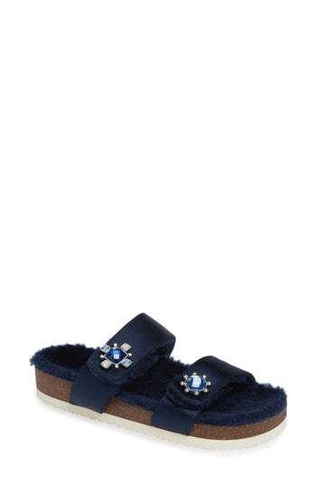 Women's Tory Burch Celia Genuine Shearling Slide Sandal M - Blue