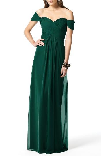 Women's Dessy Collection Ruched Chiffon Gown - Green