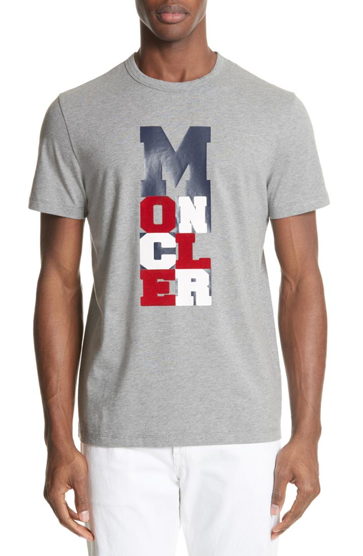 Men's Moncler Maglia Vertical Logo T-shirt, Size - Grey