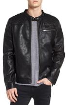 Men's Topman Washed Faux Leather Racer Jacket - Black