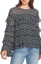 Women's Vince Camuto Ruffled Stretch Mesh Top - Black
