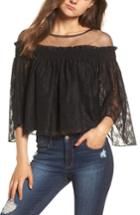 Women's Leith Lace & Mesh Off The Shoulder Top - Black