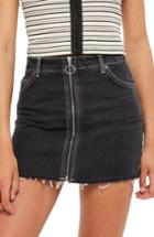 Women's Topshop Zip Denim Skirt Us (fits Like 2-4) - Black
