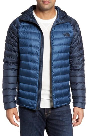 Men's The North Face Trevail Water Repellent Packable 800-fill-power Down Hooded Jacket - Blue