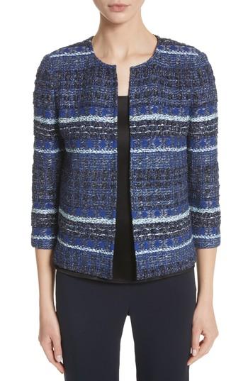 Women's St. John Collection Stripe Tweed Jacket - Blue