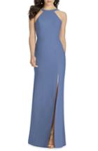 Women's Dessy Collection Cutaway Shoulder Crepe Gown - Blue