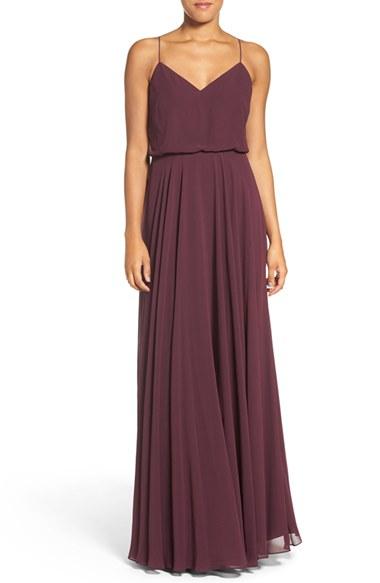 Women's Jenny Yoo 'inesse' Chiffon V-neck Spaghetti Strap Gown - Purple