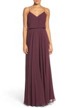 Women's Jenny Yoo 'inesse' Chiffon V-neck Spaghetti Strap Gown - Purple