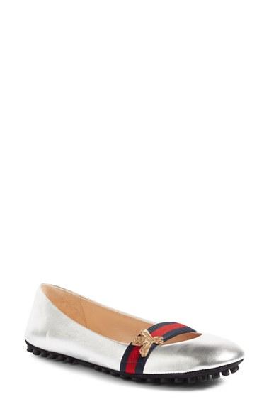 Women's Gucci 'bayadere' Ballerina Flat .5us / 36.5eu - Metallic