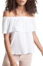 Women's Current/elliott The Ruffle Off The Shoulder Top - White