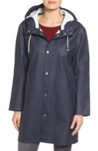 Women's Stutterheim Mosebacke Waterproof A-line Hooded Raincoat - Blue
