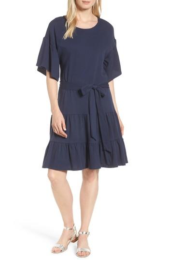 Women's Bobeau Drop Waist Ruffle Cotton Dress - Blue