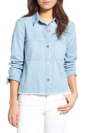 Women's 7 For All Mankind Step Hem Denim Shirt - Blue