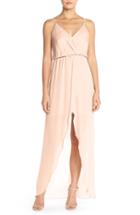 Women's Maids Rory Beca 'jones' Silk Georgette Faux Wrap Gown - Pink