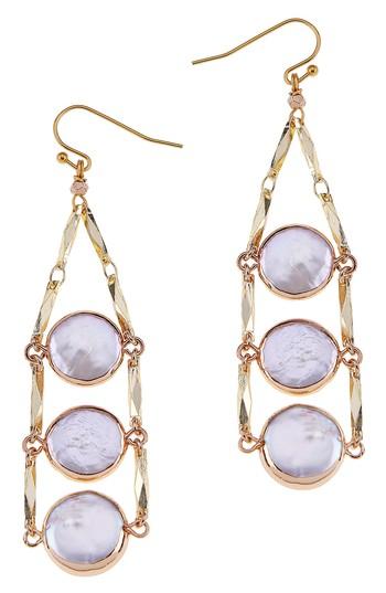 Women's Nakamol Design Triple Coin Freshwater Pearl Drop Earrings
