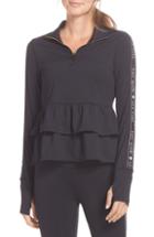 Women's Kate Spade New York Logo Ruffle Half-zip Pullover, Size - Black