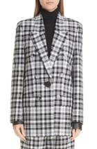 Women's Alexander Wang Leather Cuff Checked Wool Blazer - Black