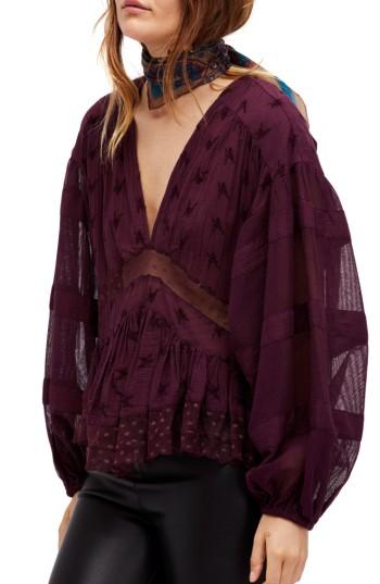 Women's Free People Nostalgic Feels Peasant Blouse - Purple