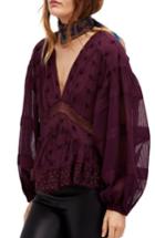 Women's Free People Nostalgic Feels Peasant Blouse - Purple