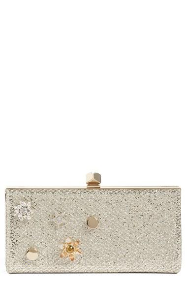 Jimmy Choo Jewelled Collection Celeste Buttons Glitter Clutch -