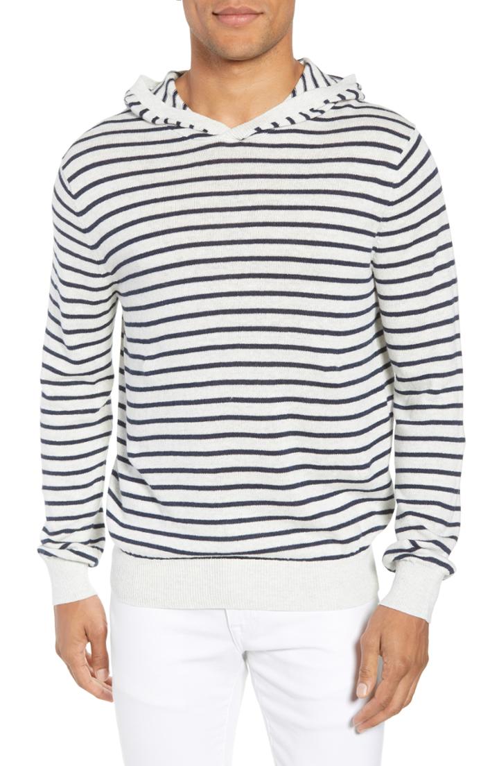 Men's Vince Stripe Hoodie - White