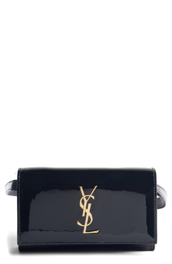 Saint Laurent Kate Patent Leather Belt Bag - Beige