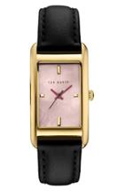 Women's Ted Baker London 'bliss' Rectangle Case Leather Strap Watch, 24mm X 45mm