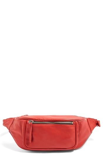 Topshop Leather Bumbag - Red