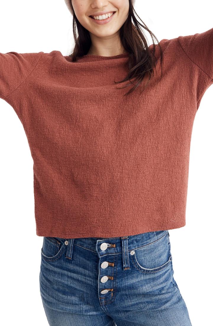 Women's Madewell Puff Sleeve Mock Neck Top - Red