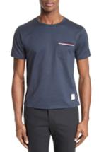 Men's Thom Browne Stripe Trim Pocket T-shirt - Blue