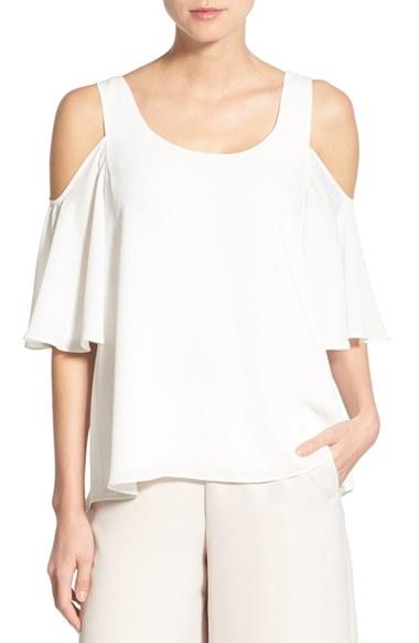 Women's Chelsea28 Chiffon Cold Shoulder Top, Size - White