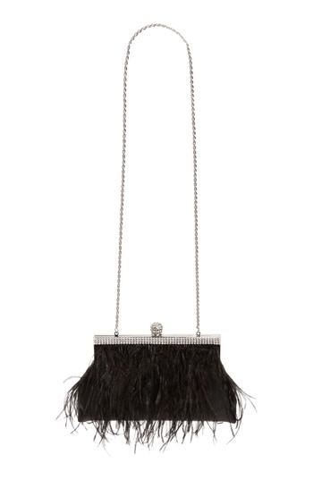 Nina Breena Feather Trim Frame Clutch -